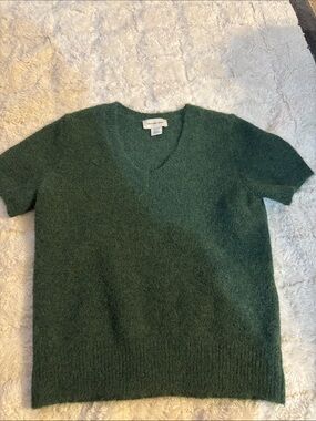 Calvin Klein Dark Green V-Neck Short Sleeve Sweater